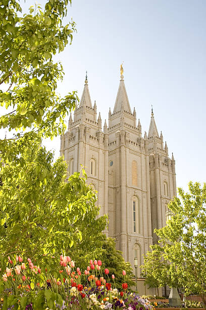 istock Salt Lake Temple with Trees and Spring Flowers 105692839