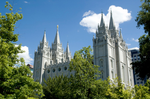 The Salt Lake Temple is located in Salt Lake City Utah and took ~40 years to build (from 1853 to 1893) and remains one of the most most visited locations in the state.