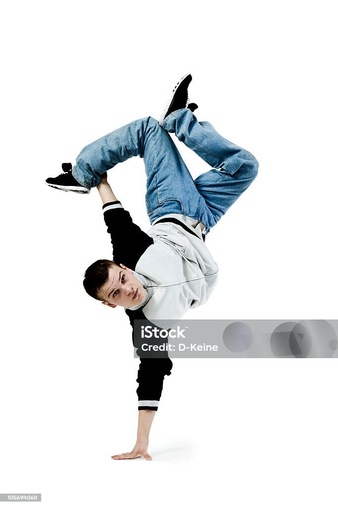 Breakdancing Breakdance style dancer on white background  Breakdancing Stock Photo