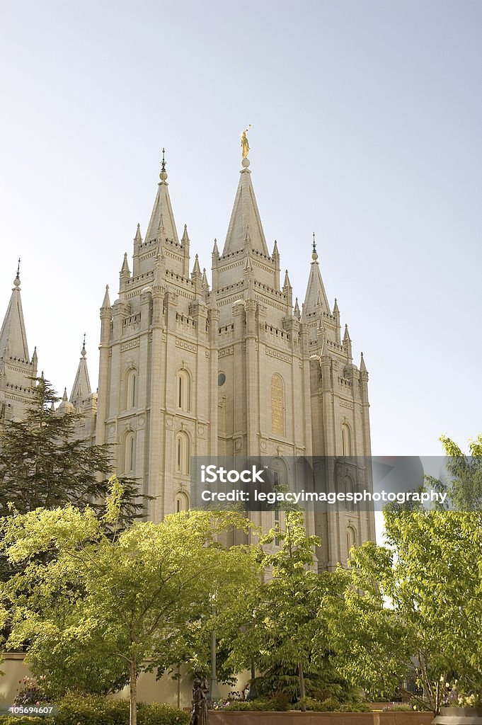 Salt Lake City, Utah Temple z drzewa w tle - Zbiór zdjęć royalty-free (Salt Lake - Stan Utah)