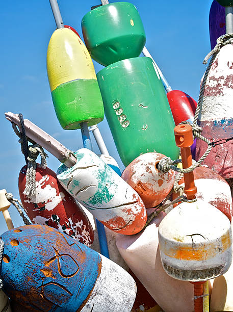 lobster buoys stock photo