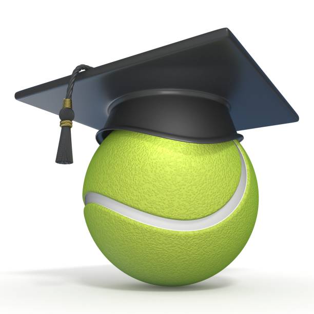 Graduation cap on tennis ball 3D