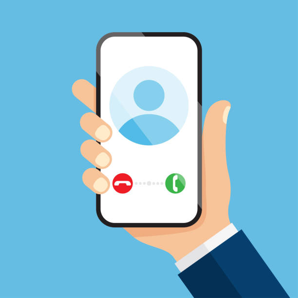 Incoming call on smartphone screen Incoming call on smartphone screen. Calling service. Vector illustration mobile phone illustrations stock illustrations