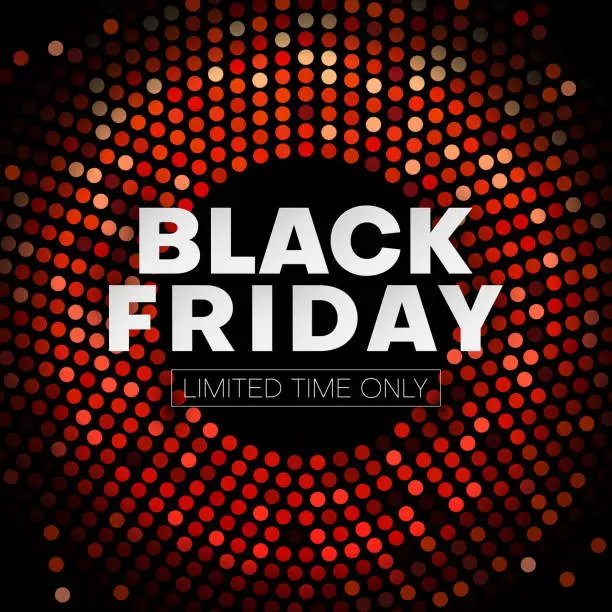 Vector illustration of Red shiny Black Friday sale promo poster.