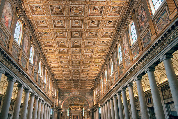 istock Golden ceiling of Santa Maria Maggiore, Rome 105695809
