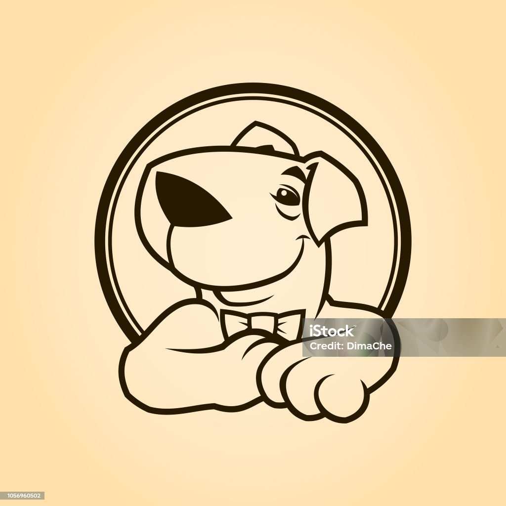 Cartoon dog character in bow tie cut out outline silhouette Vector cut out outline silhouette of cartoon smiling dog character in bow tie Dog stock vector