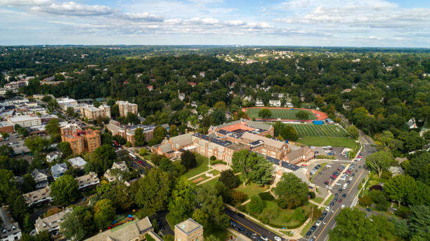 The aerial view of the Bronxville, the city in Westchester County, New York State, USA The aerial view of the Bronxville, the city in Westchester County, New York State, USA bronxville photos stock pictures, royalty-free photos & images