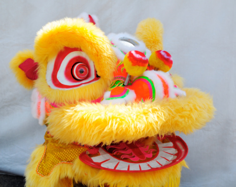 Close up head of chinese lion dance