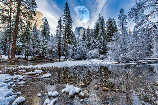 A calm winter day in Yosemite National Park, California, USA