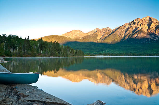 istock Mount Pyramid and lake with canoe. 105697137
