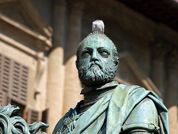 Florence - The equestrian statue of Cosimo I de Medici. Piazza della Signoria The equestrian statue of Cosimo I de Medici by Gianbologna Cosimo stock pictures, royalty-free photos & images