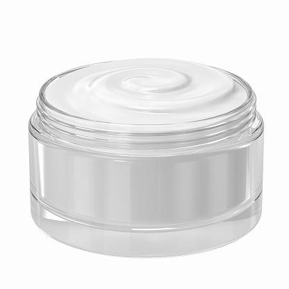 3d rendering cosmetic cream in open pot
