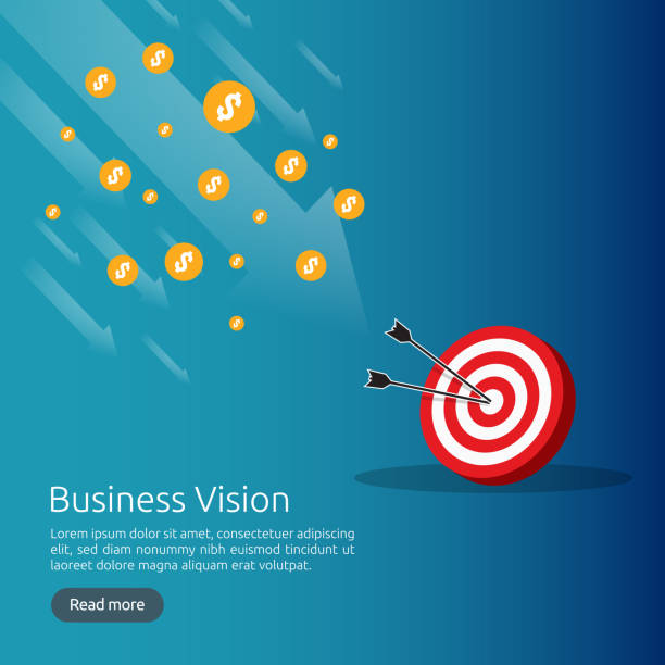 istock Business vision strategy concept. arrow to achievement goal target. financial success analysis. successful investment income profit. banner flat style vector illustration. 1056988000