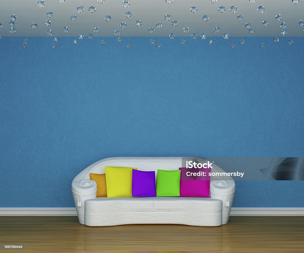 Blau minimalistischen Wohnzimmer - Lizenzfrei Beton Stock-Foto