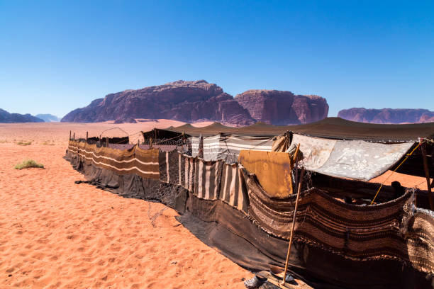 Bedouin camp in the desert at Wadi Rum, Jordan Bedouin camp in the desert at Wadi Rum, Jordan bedouin stock pictures, royalty-free photos & images