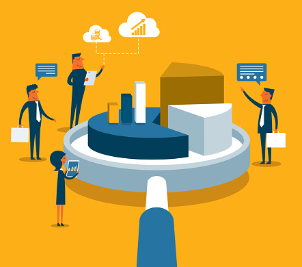 Data analysis flat isometric vector concept