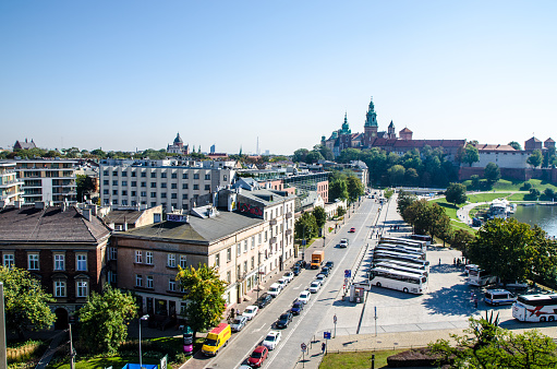 View of Wawel Cathedral Krakow Poland during summer day from a high point of view