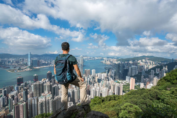 istock A man stood on the top of the mountain 1057015286
