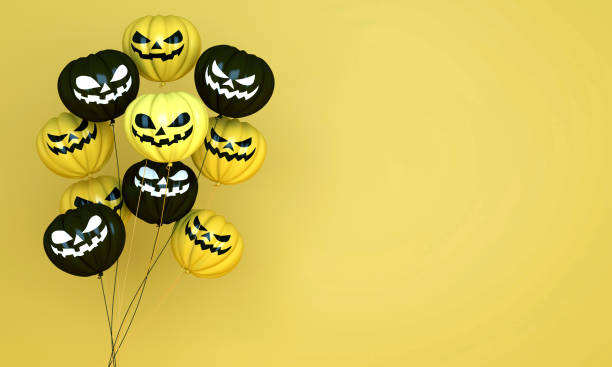 istock Smiling yellow balloons pumpkin 1057016686