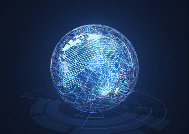 istock Global network connection. World map point and line composition concept of global business. Vector Illustration 1057016870