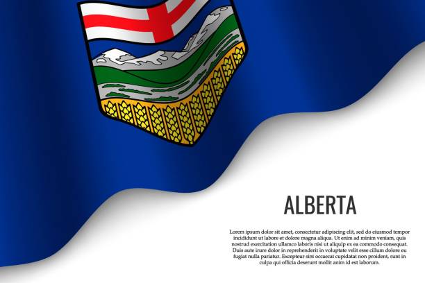 투명 한 배경에 흔들며 플래그입니다. - alberta flag canada province stock illustrations