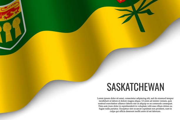 ilustraciones, imágenes clip art, dibujos animados e iconos de stock de ondeando la bandera sobre fondo transparente. - saskatchewan province canada flag