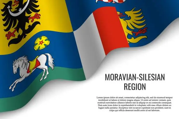 Vector illustration of waving flag of region Czech Republic