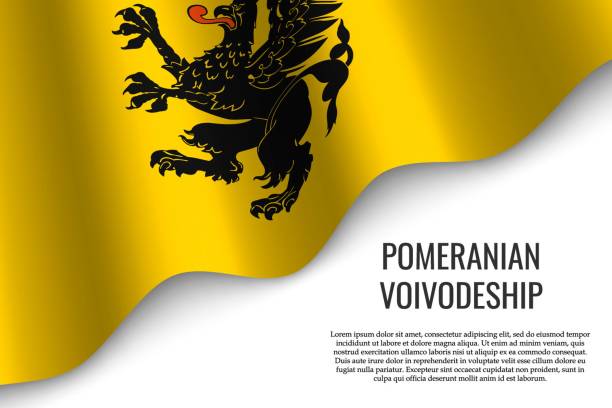 ilustrações de stock, clip art, desenhos animados e ícones de waving flag region of poland - pomorskie province