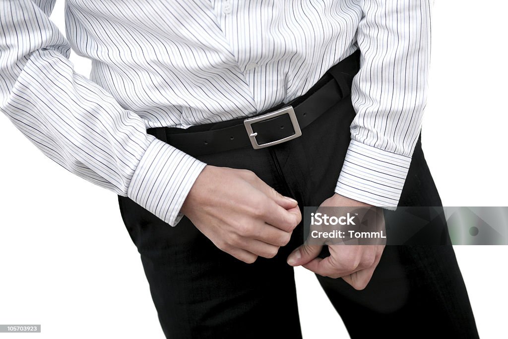 zip up businessman zip up his pant Adult Stock Photo