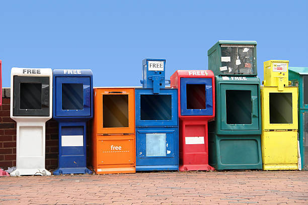 various news racks in a row symbolic picture showing some colorful news racks standing in a row at the Harvard Square in Cambridge Massachusetts, USA) news stand stock pictures, royalty-free photos & images