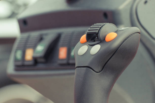 istock Closeup of operating control panel with buttons in truck or agricultural machine 1057044886