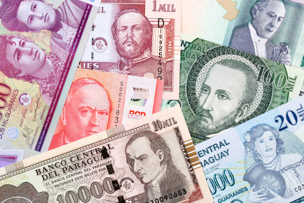 パラグアイのお金、背景 - パラグアイ ストックフォトと画像