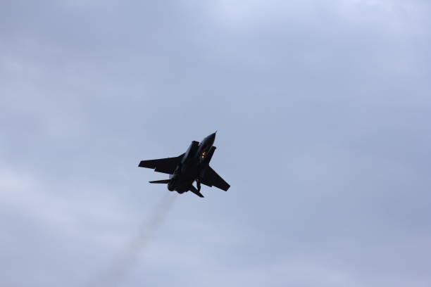 istock Russian Jet fighter MiG-31 landing. 1057051352
