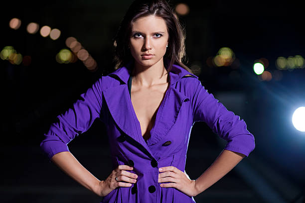 istock beautiful brunette girl outside at night 105705267