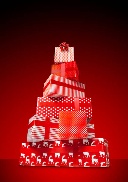 Christmas presents in the shape of a Christmas tree