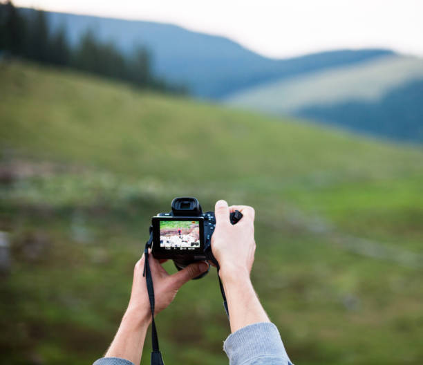 istock Hands holding the digital photo camera 1057056444