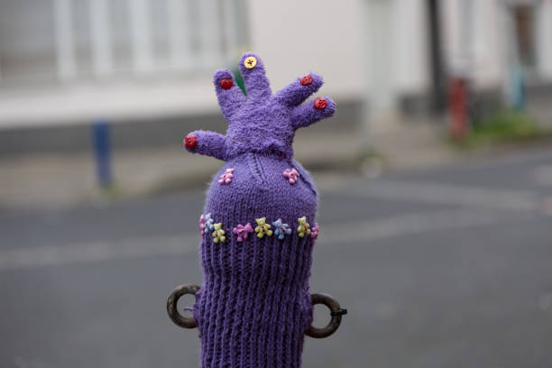 istock Woolen hat on a street pole 1057058226