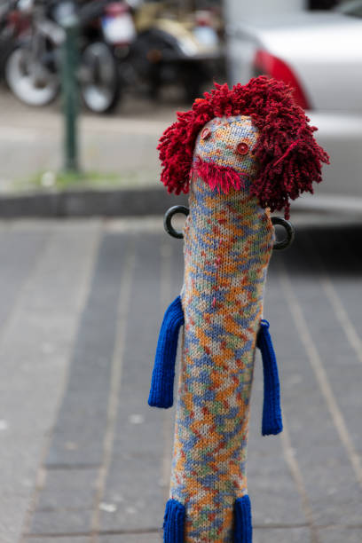 istock Woolen hat on a street pole 1057058278
