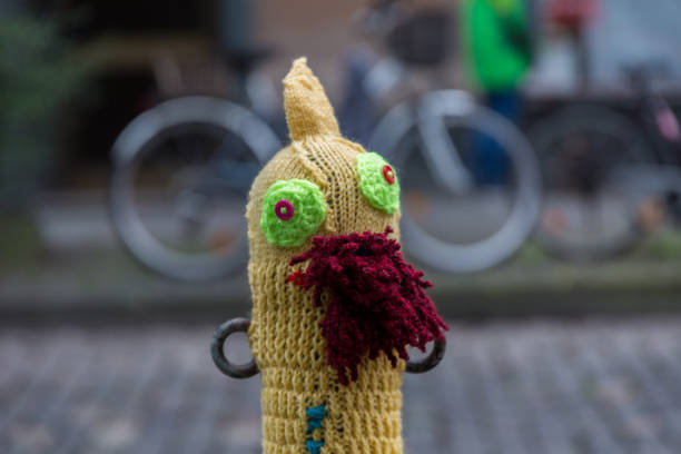 istock Woolen hat on a street pole 1057058640