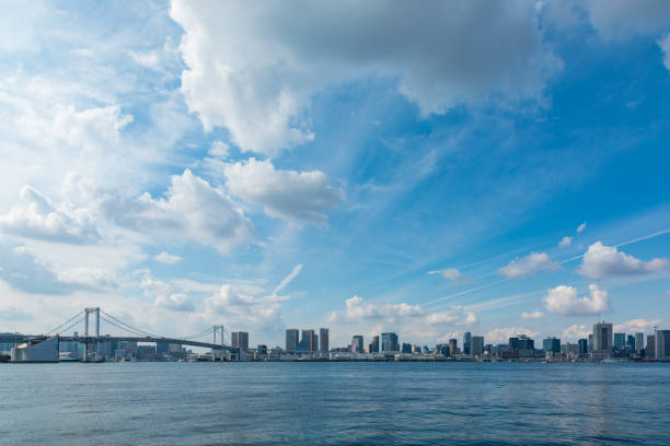 paisaje frente al mar como usted deseo de toyosu coast1 - bahía de tokio fotografías e imágenes de stock