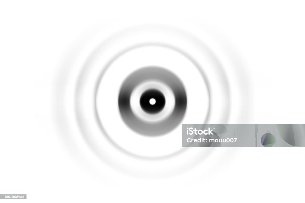 Abstract black circle sound waves oscillating on white background Abstract Stock Photo