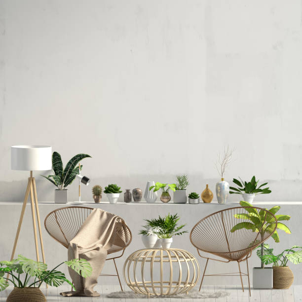 istock Modern interior with chair. Wall mock up. 3d illustration. 1057063298