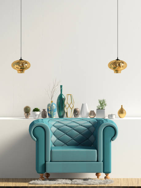 istock Modern interior with chair. Wall mock up. 3d illustration. 1057063308