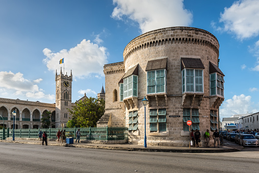Bridgetown, Barbados - December 18, 2016: Parliament Building in Bridgetown, Barbados, Caribbean. This is the third oldest Parliament of the British Commonwealth.