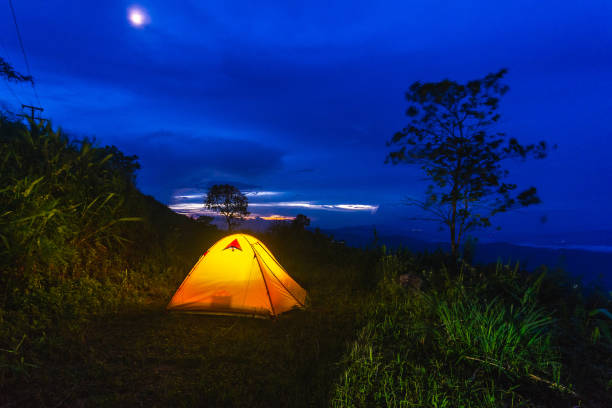 istock Camping tents on the mountain. 1057067204