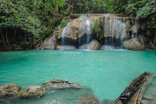 istock Deep forest waterfall in erawan national park kanchanaburi 1057071800