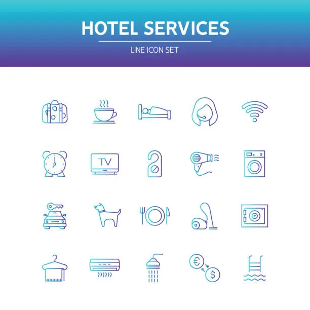 Vector illustration of Hotel Services Line Icon