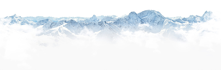 Panorama of winter mountains in Caucasus region, Elbrus mountain, Russia