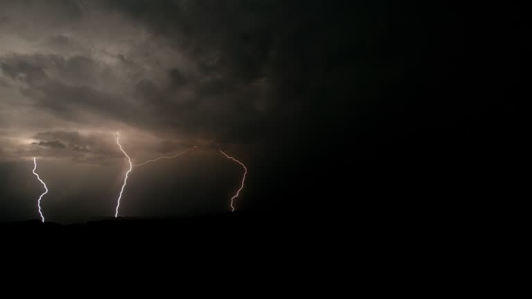 SLO MO Beautiful shot of lightning in the countryside