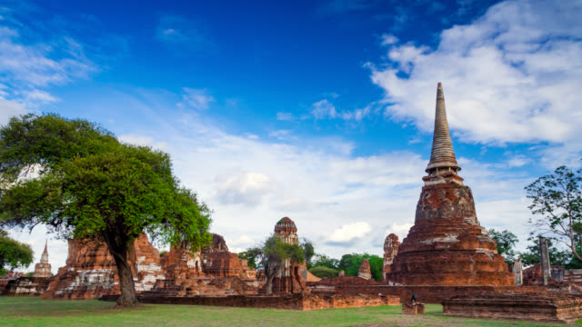 Time Lapse Landmark Old Temple in Ayutthaya Province